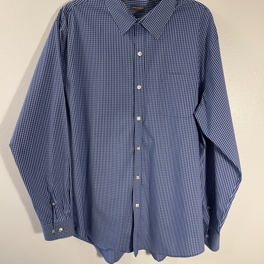 Van Heusen Blue Casual Button Down Shirt with Geometric Print